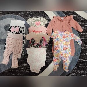 Baby Girls 0-6m Mixed Cloths With Bows And Diaper Bag